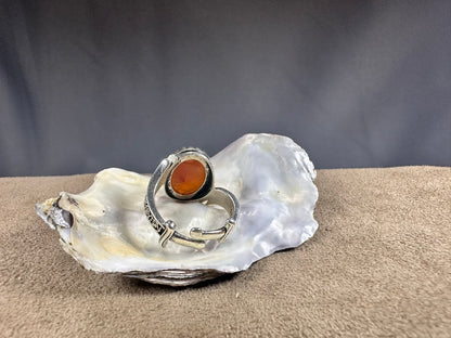 YEMENI ORANGE AQEEQ STERLING SILVER RING FOR MEN يا زينب
