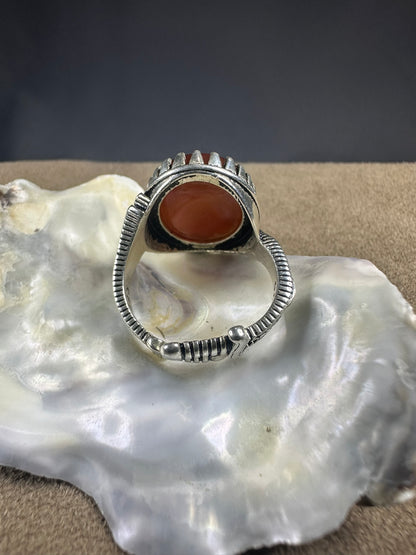 YEMENI ORANGE AQEEQ STERLING SILVER RING FOR MEN علي مع الحق