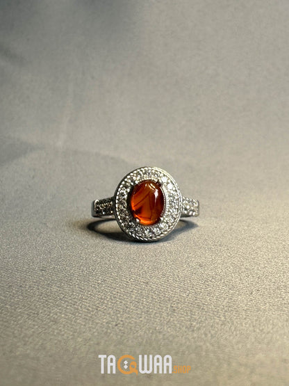 Sterling Silver Ring with Genuine Yemeni Brown Agate