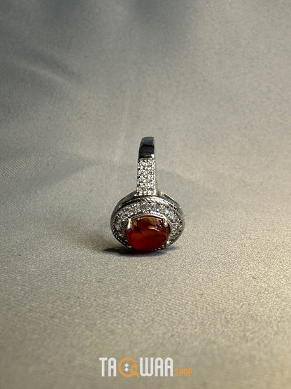 Sterling Silver Ring with Genuine Yemeni Brown Agate