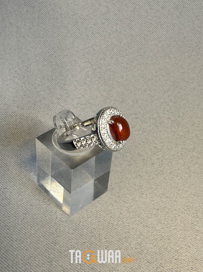 Sterling Silver Ring with Genuine Yemeni Brown Agate