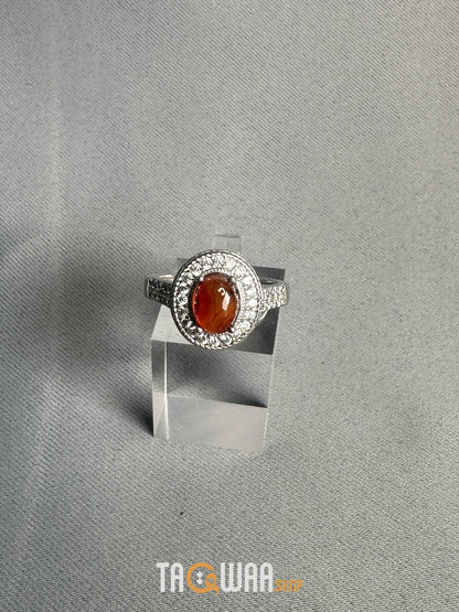 Sterling Silver Ring with Genuine Yemeni Brown Agate