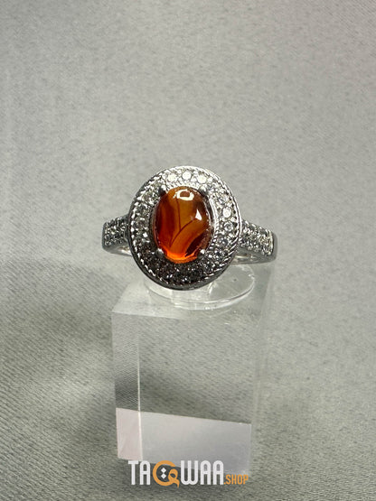 Sterling Silver Ring with Genuine Yemeni Brown Agate