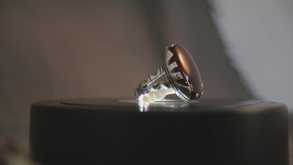 Red Yemeni Agate Aqeeq Oval Silver Ring